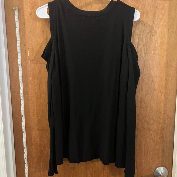 🐻Size X - Ava - Viv - Long Sleeve Cold-Shoulder Black Pullover - Picture 6 of 7